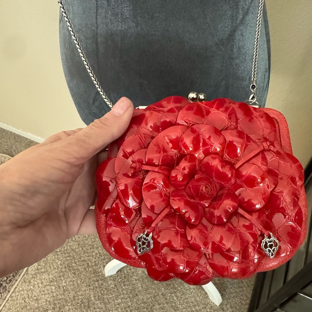 Brighton Rosalie Red Flower Coin Purse with Chain